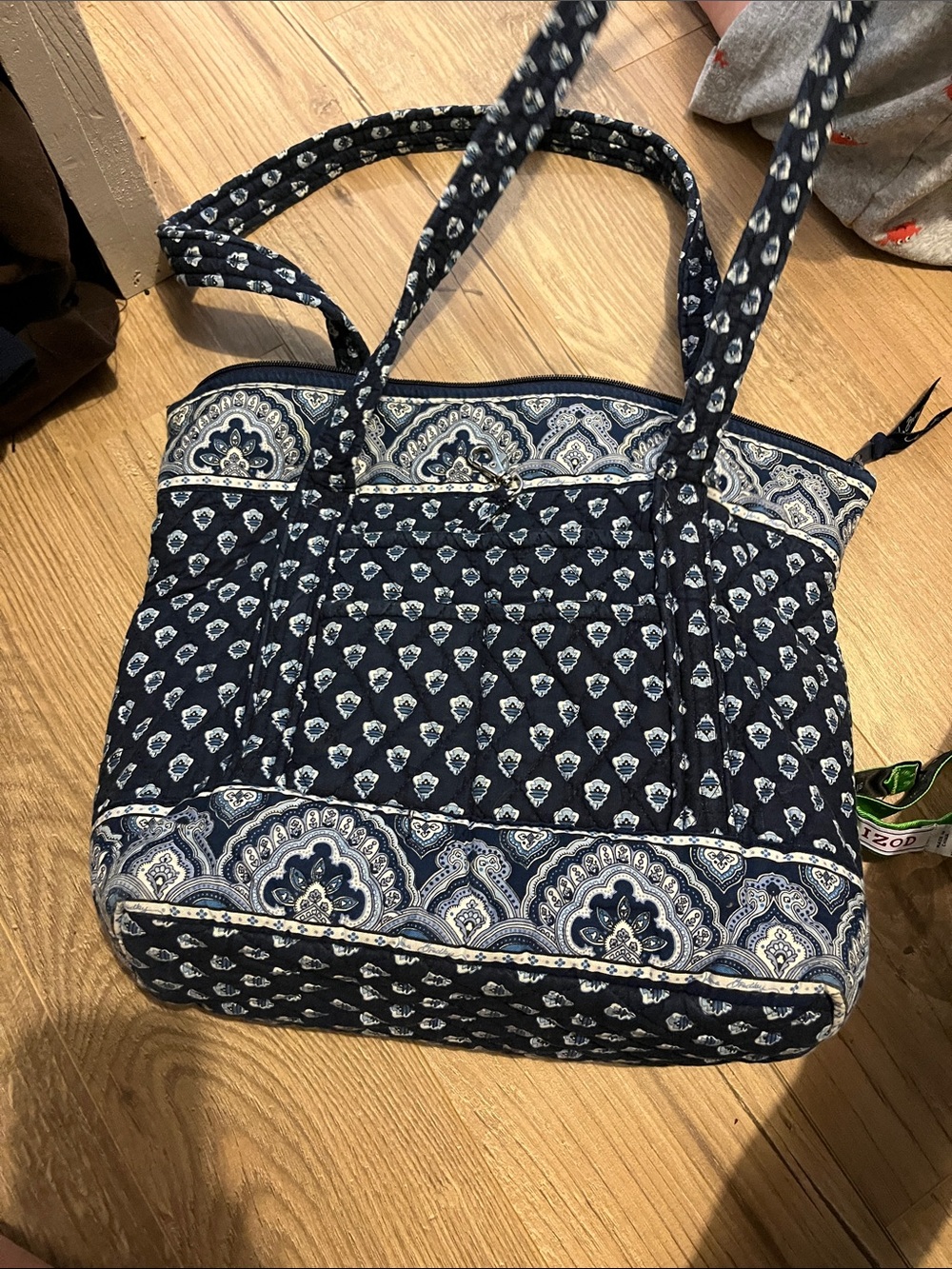 Vera Bradley Quilted Paisley Nantucket Navy Tote Bag with Shoulder Straps